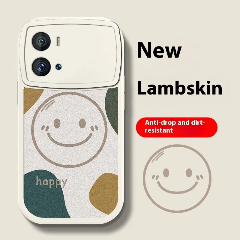 Simple silicone back cover case for VIVO iQOO phones with animal and smile face painting design, black or white options