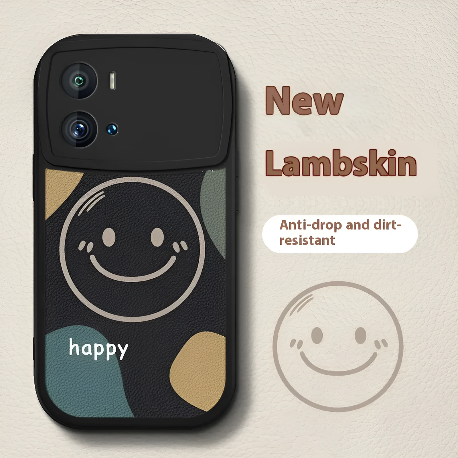 Simple silicone back cover case for VIVO iQOO phones with animal and smile face painting design, black or white options