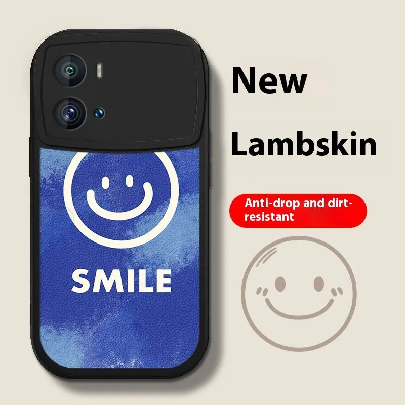 Simple silicone back cover case for VIVO iQOO phones with animal and smile face painting design, black or white options