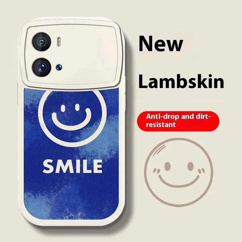 Simple silicone back cover case for VIVO iQOO phones with animal and smile face painting design, black or white options
