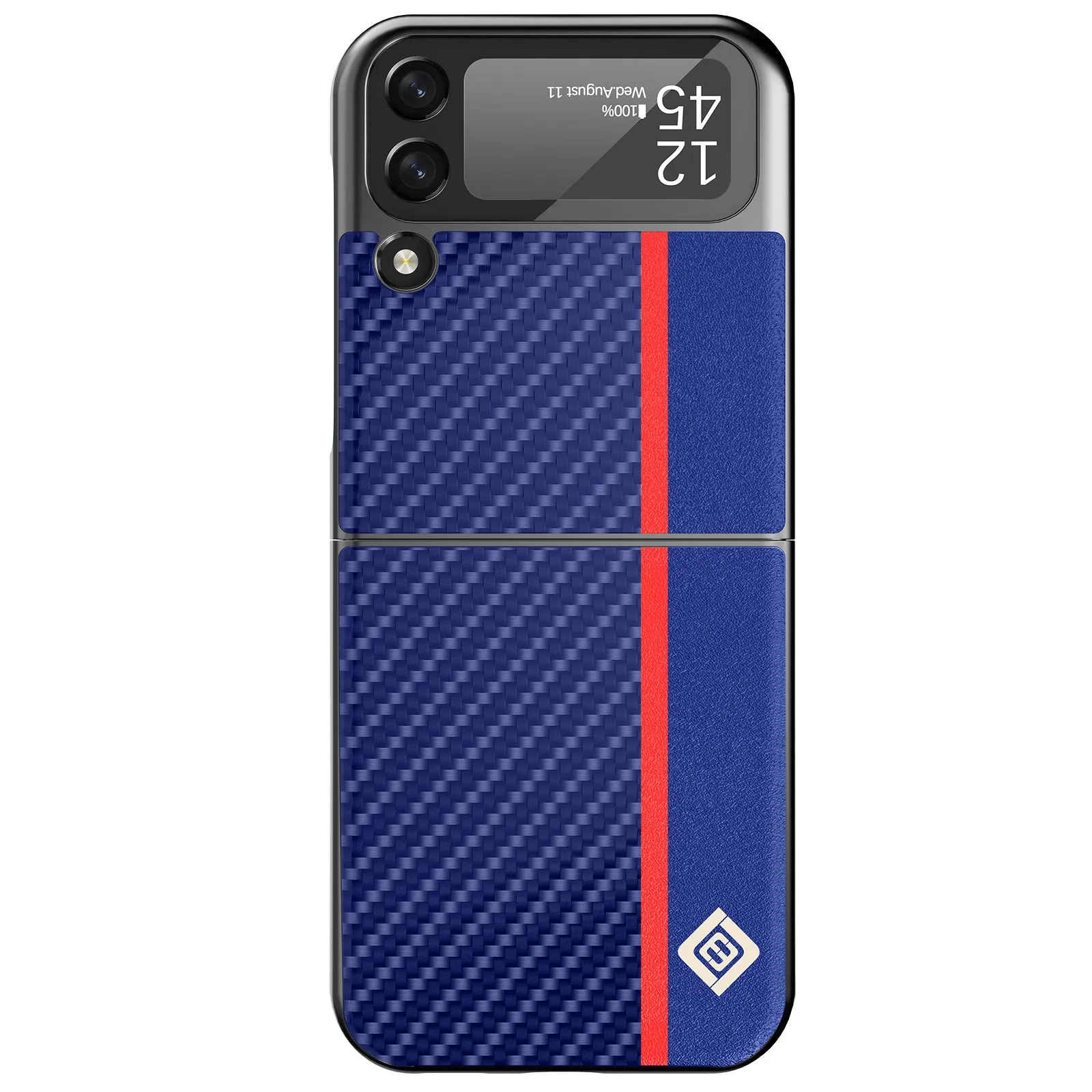 Fashion carbon fiber all-inclusive phone case for Samsung Z Flip 3 4 5 in black leather finish