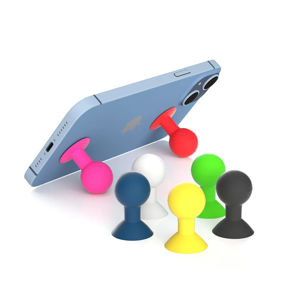 Creative solid colour silicone octopus ball mobile phone holder in blue, flexible universal stand for hands-free use