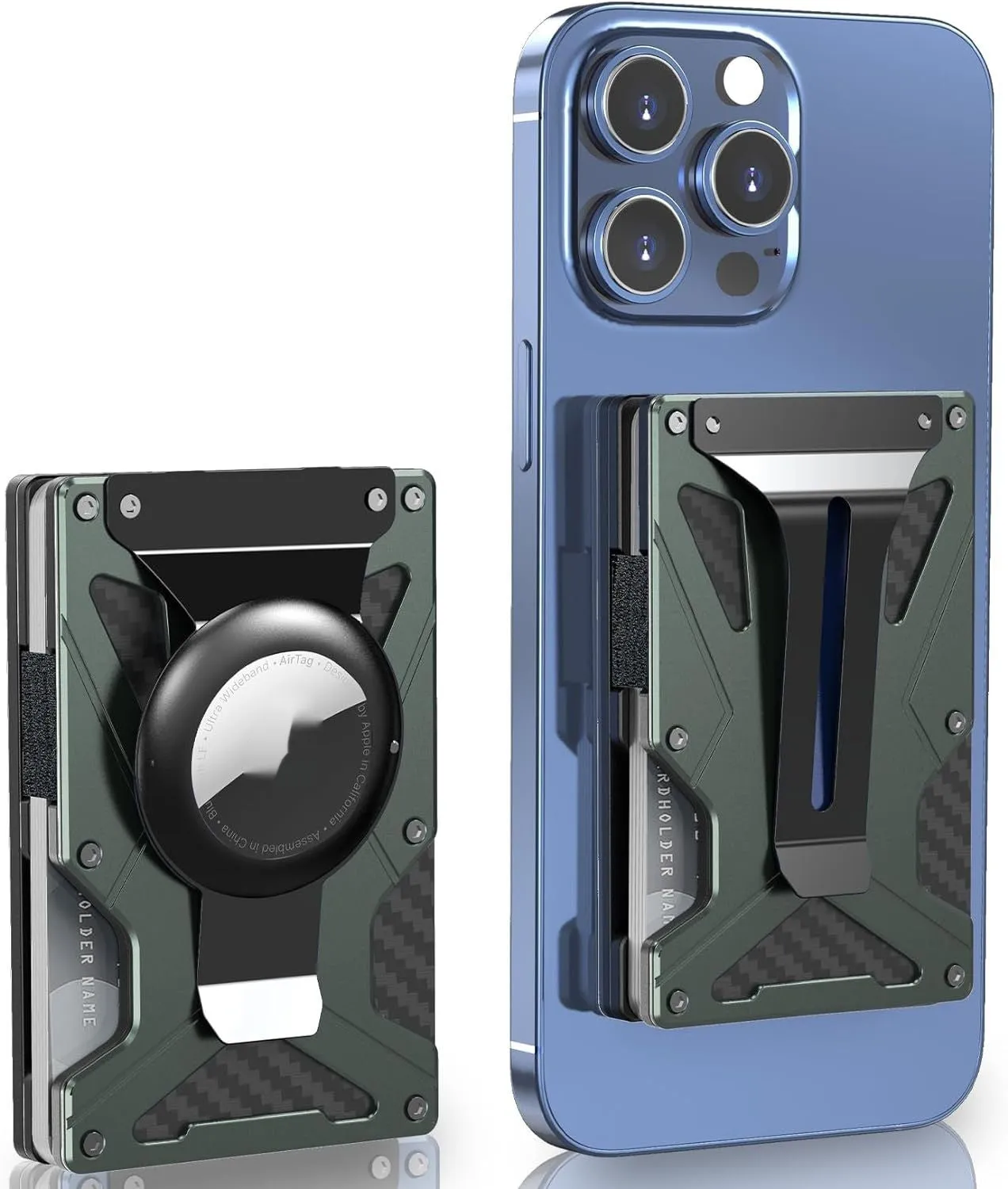 Aluminium alloy magnetic card clamp with geometric hollow out pattern and anti-theft swiping function in four colours