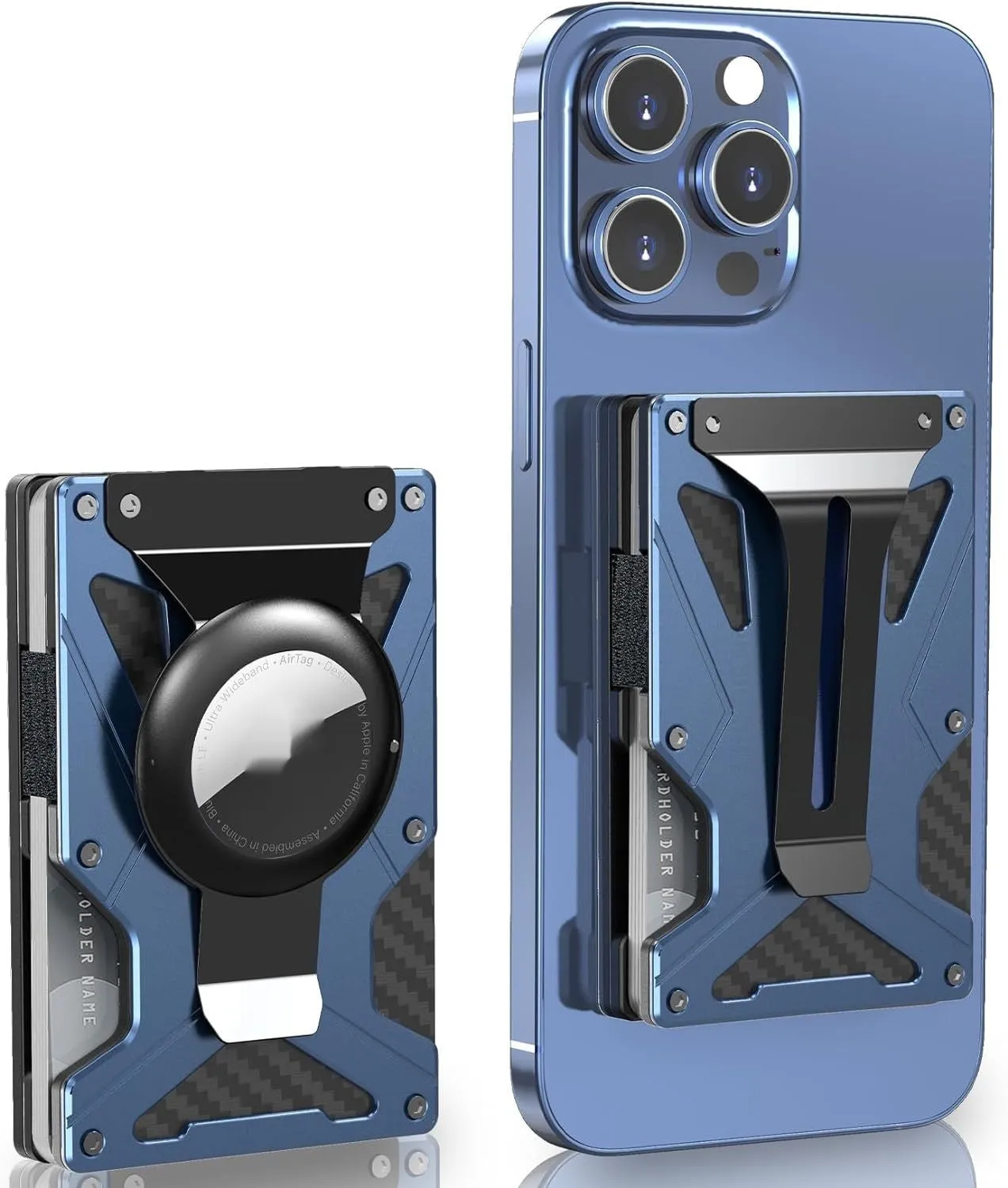 Aluminium alloy magnetic card clamp with geometric hollow out pattern and anti-theft swiping function in four colours