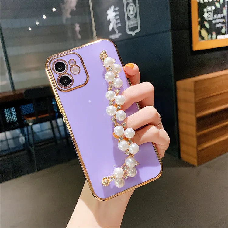 Electroplated pearl soft TPU phone case for Apple iPhone with anti-fall and anti-fingerprint protection, available in multiple colours