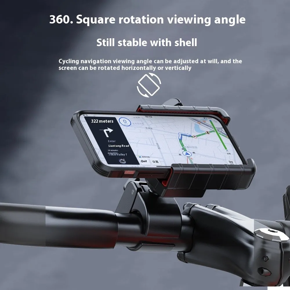 Black and red motorcycle electric bicycle cellphone holder navigation bracket on handlebars