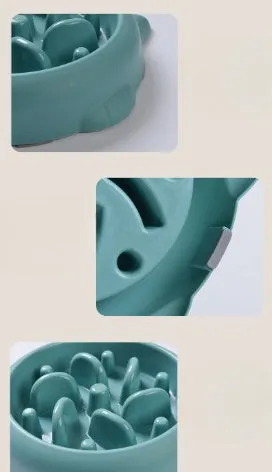 Green bone-shaped slow feeder dog bowl with raised ridges to prevent fast eating.