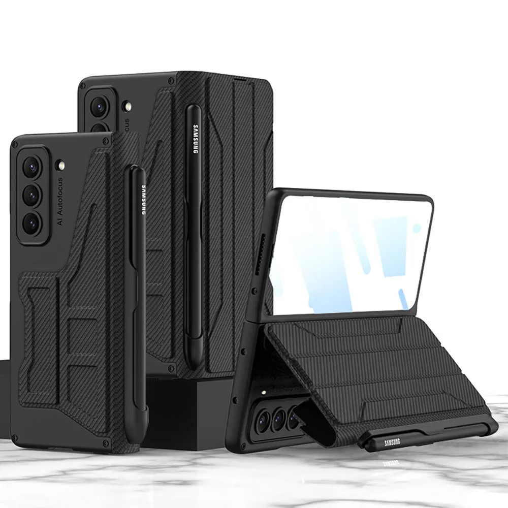 Samsung Galaxy Z Fold5 PC back cover case in Carbon Fiber Pattern with anti-fall protection