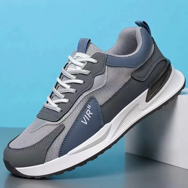 Men's colour block mesh sneakers with lace-up design and round toe