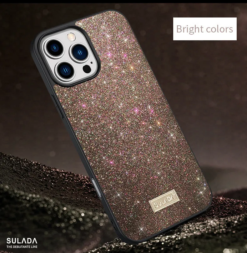 Star Diamond half-wrap phone case for Apple iPhone in Socialite Black colour with glitter finish