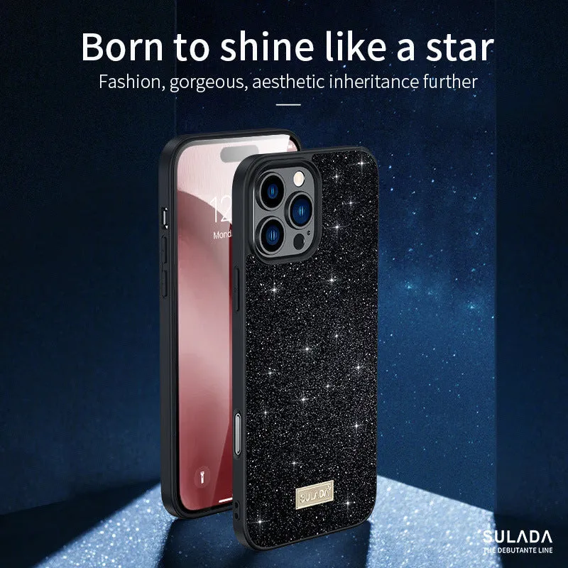 Star Diamond half-wrap phone case for Apple iPhone in Socialite Black colour with glitter finish