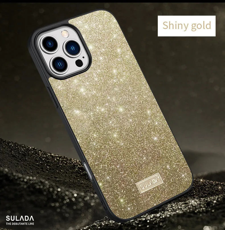 Star Diamond half-wrap phone case for Apple iPhone in Socialite Black colour with glitter finish