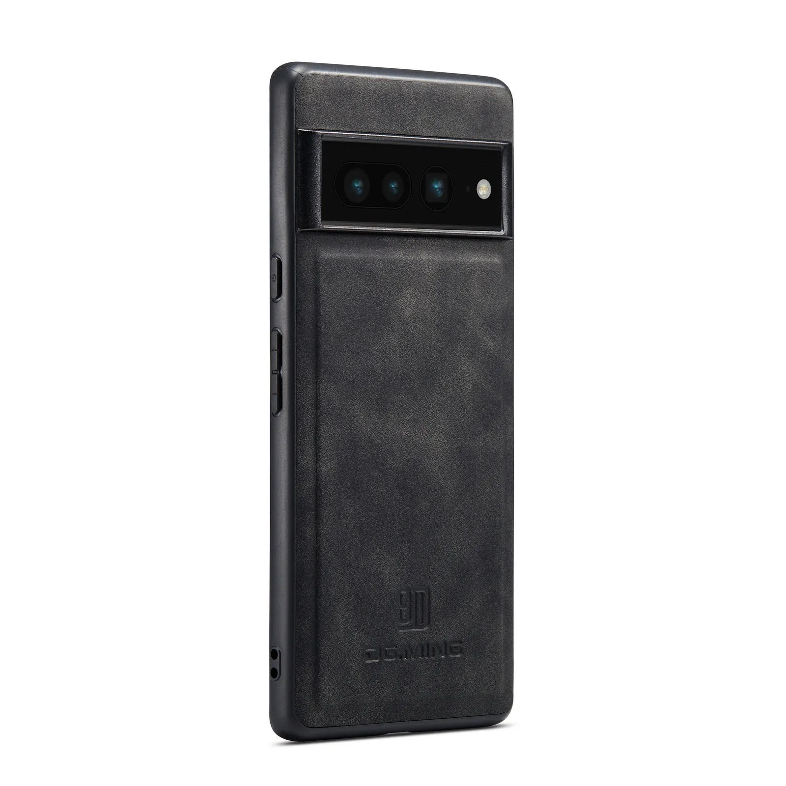Hand-woven leather magnetic card holder phone case for Google Pixel 6 7 8, black combination