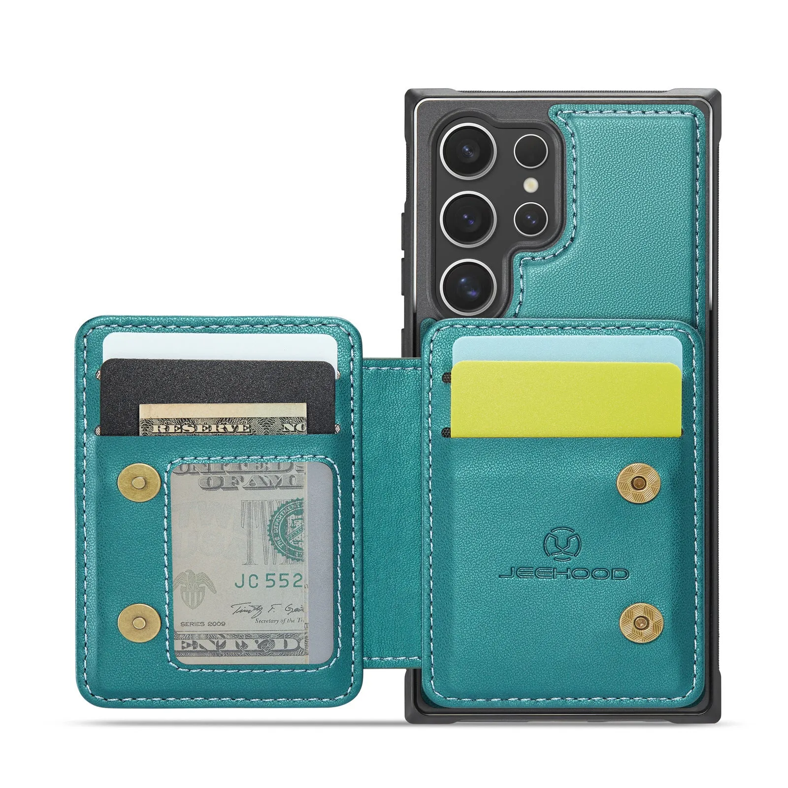 Magnetic card business drop-resistant leather phone case for Samsung, anti-fall wallet style with card slot, imitation leather, black colour