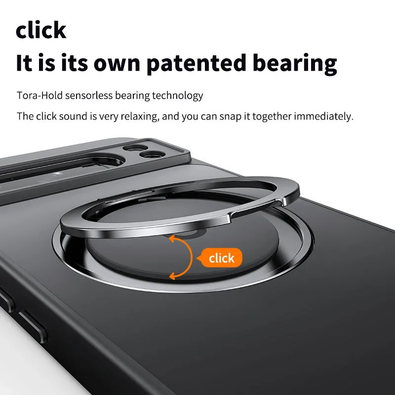 Matte black Google Pixel phone case with magnetic 360 rotating bracket and TPU PC shockproof construction