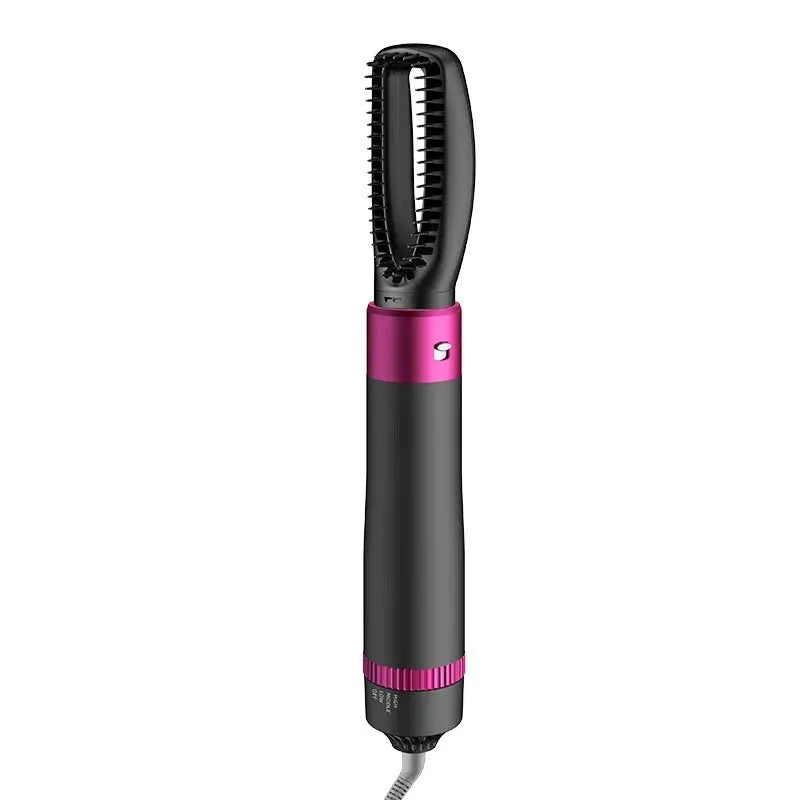 Dyson grey 5-in-1 hair dryer brush styling tool with multiple brush attachments on a white background.