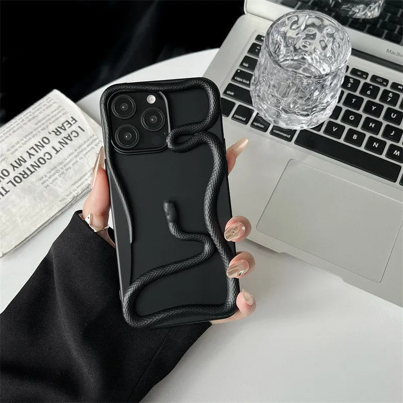 Electroplated glossy hollow snake TPU phone case for iPhone 13-16 series with reflective silver finish