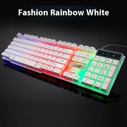 USB gaming keyboard cable with glowing RGB lighting in a braided white or black design