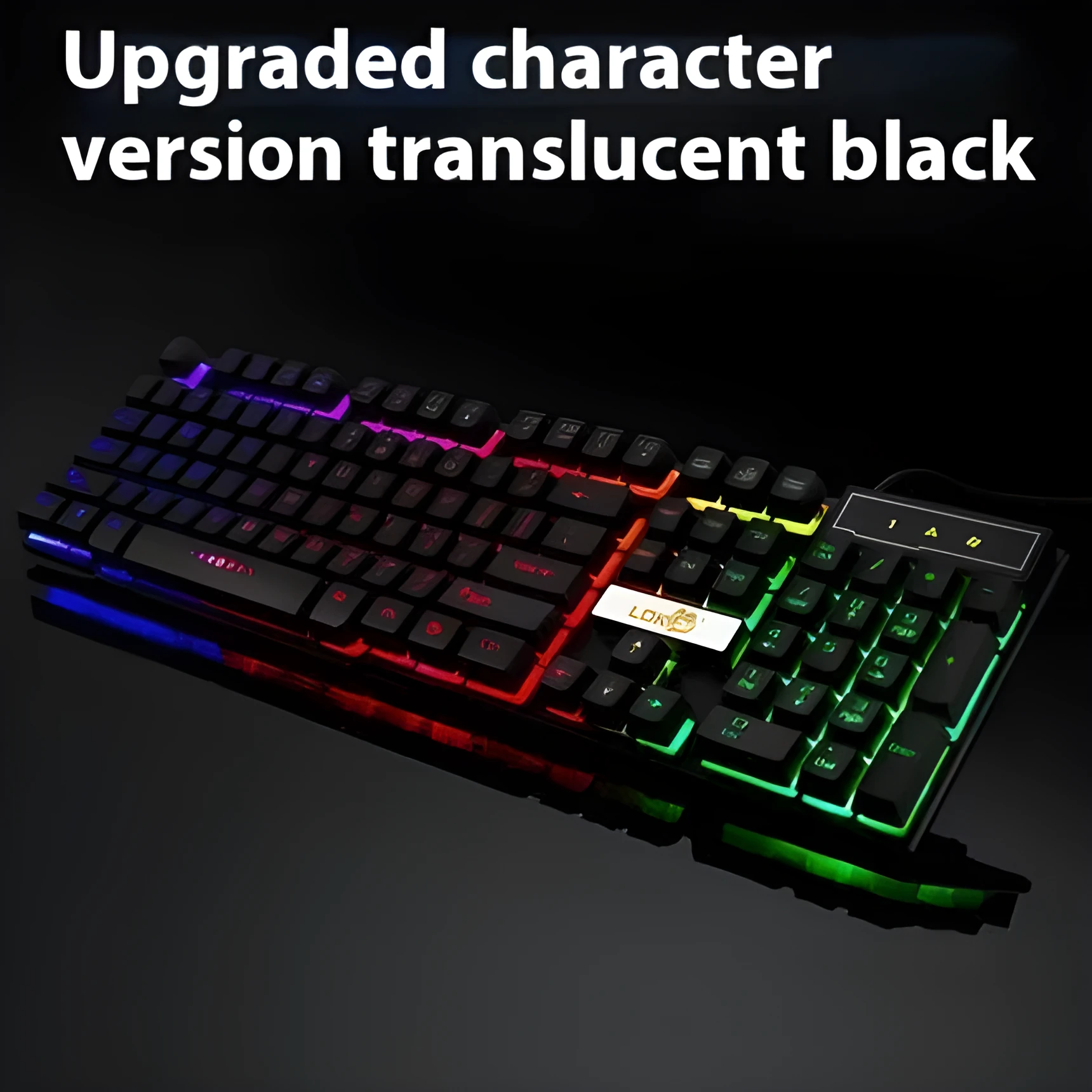USB gaming keyboard cable with glowing RGB lighting in a braided white or black design