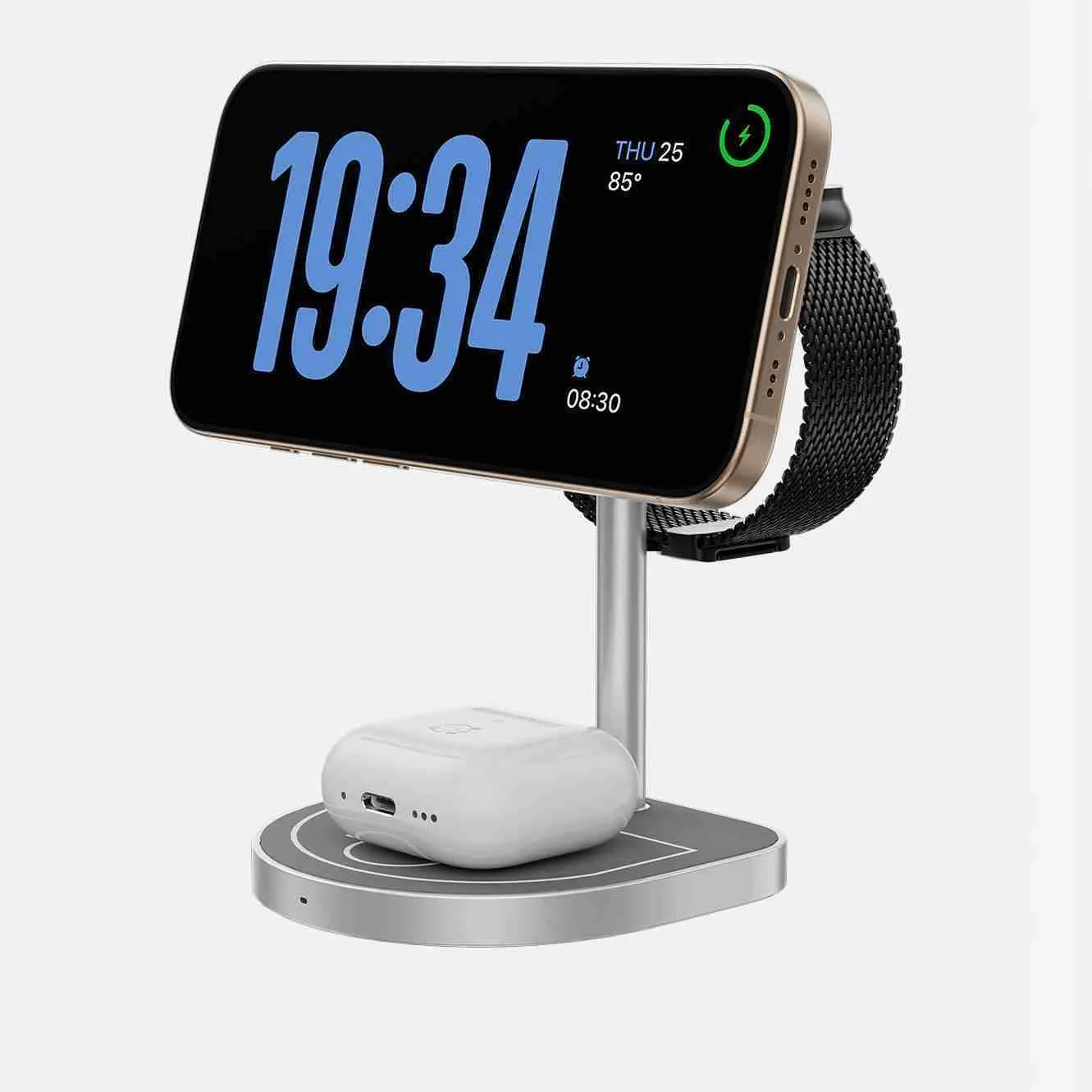 Three-in-one magnetic wireless charger aluminium alloy X85 in three colour options