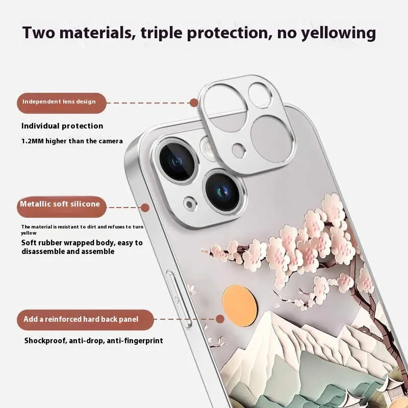 Silicone magnetic phone case with Lichun Mountain Map print for iPhone 16 Pro Max