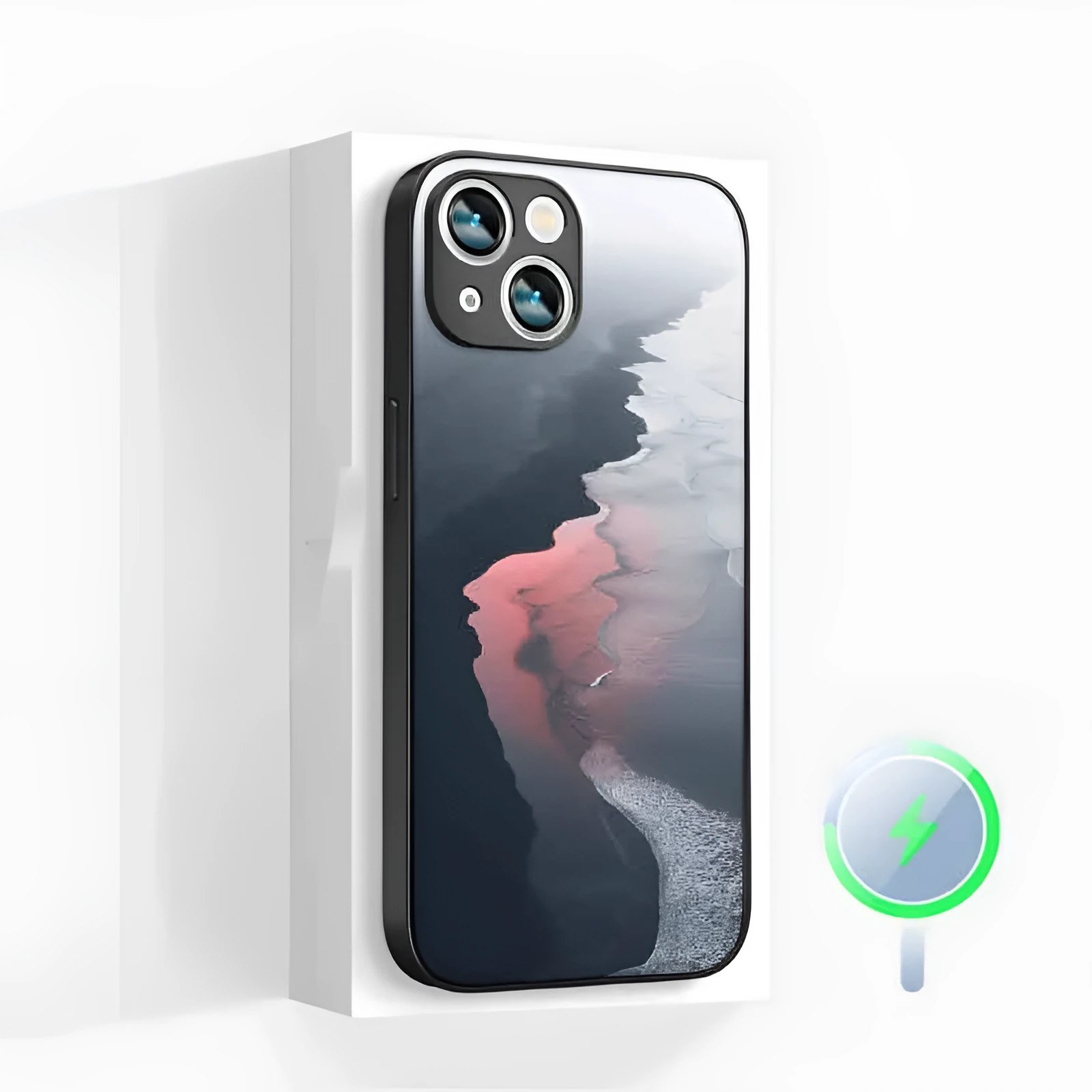 Magnetic suction silicone phone case for Apple iPhone 12 series anti-fall protective shell