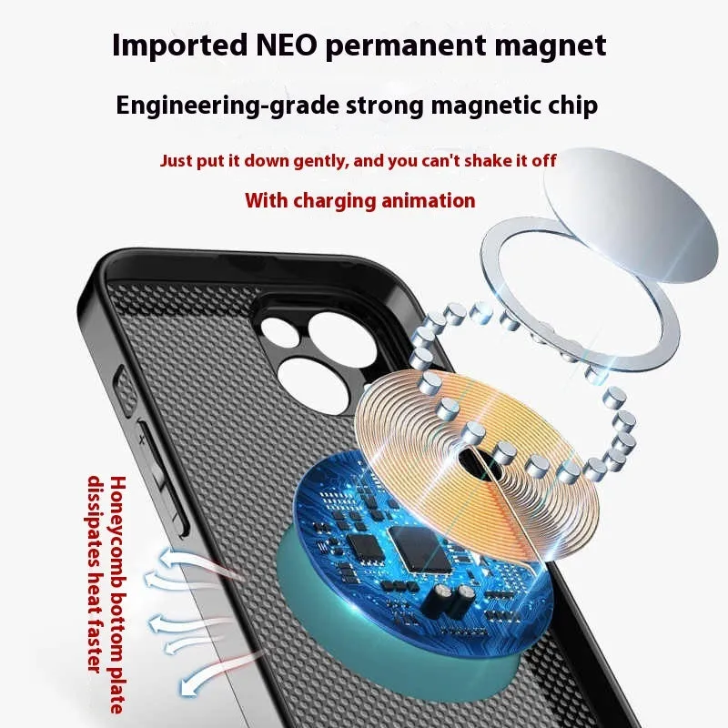 Magnetic suction silicone phone case for Apple iPhone 12 series anti-fall protective shell