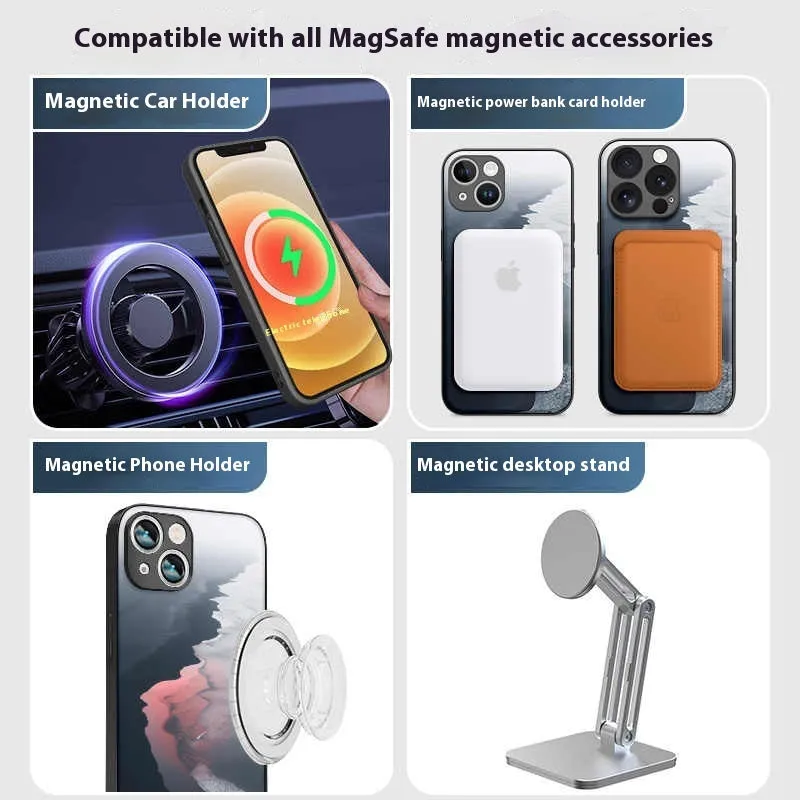 Magnetic suction silicone phone case for Apple iPhone 12 series anti-fall protective shell