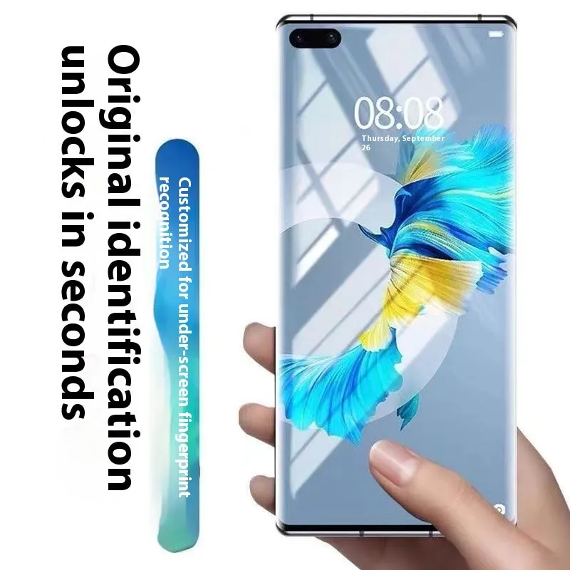 UV full glue tempered glass screen protector for Samsung Galaxy phone with glue bottle and UV lamp