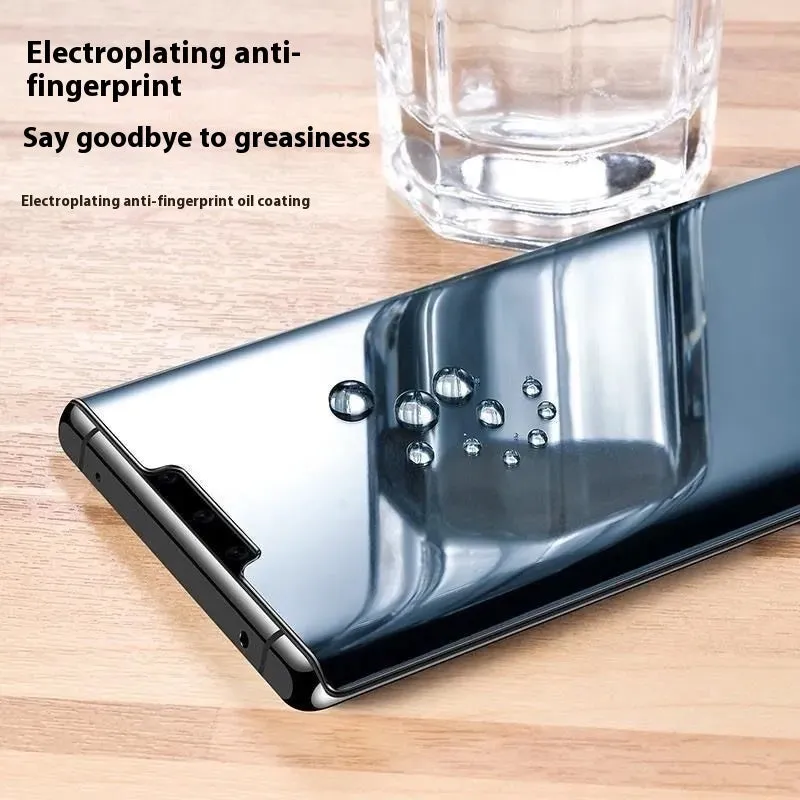 UV full glue tempered glass screen protector for Samsung Galaxy phone with glue bottle and UV lamp