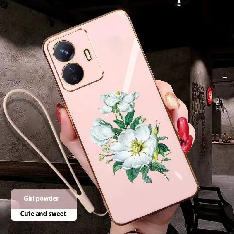 Electroplating phone case for vivo Y Series in pink with all-inclusive fall protection design