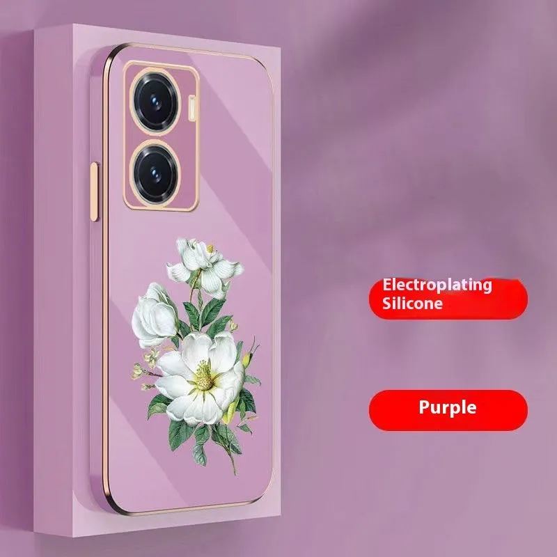 Electroplating phone case for vivo Y Series in pink with all-inclusive fall protection design