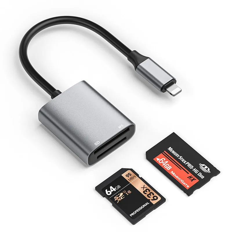 MSSD 2-in-1 high-speed card reader with aluminium alloy body reading SD card for phone