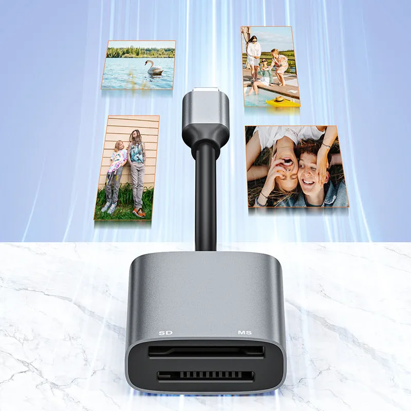 MSSD 2-in-1 high-speed card reader with aluminium alloy body reading SD card for phone