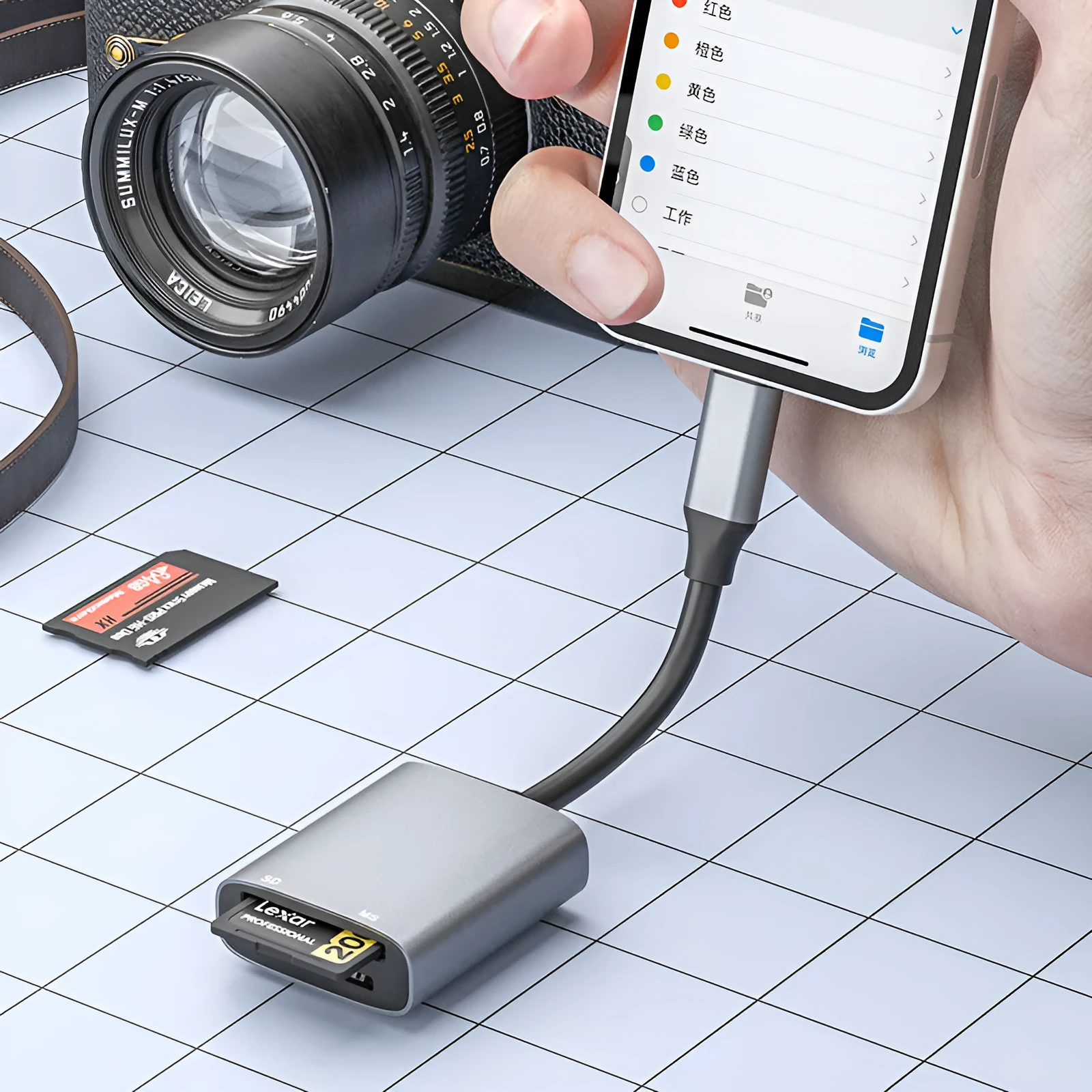 MSSD 2-in-1 high-speed card reader with aluminium alloy body reading SD card for phone