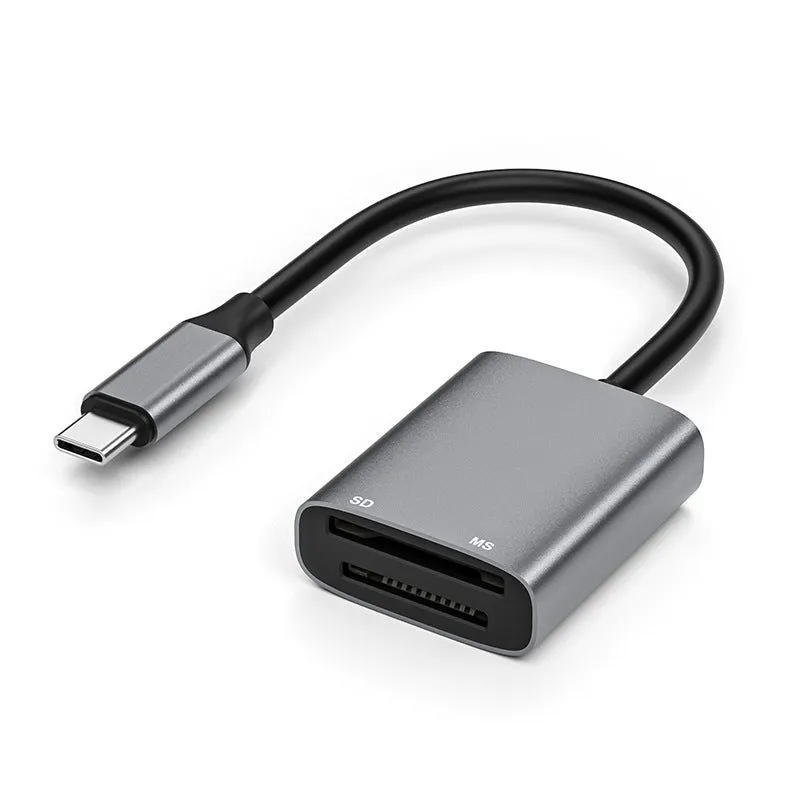 MSSD 2-in-1 high-speed card reader with aluminium alloy body reading SD card for phone