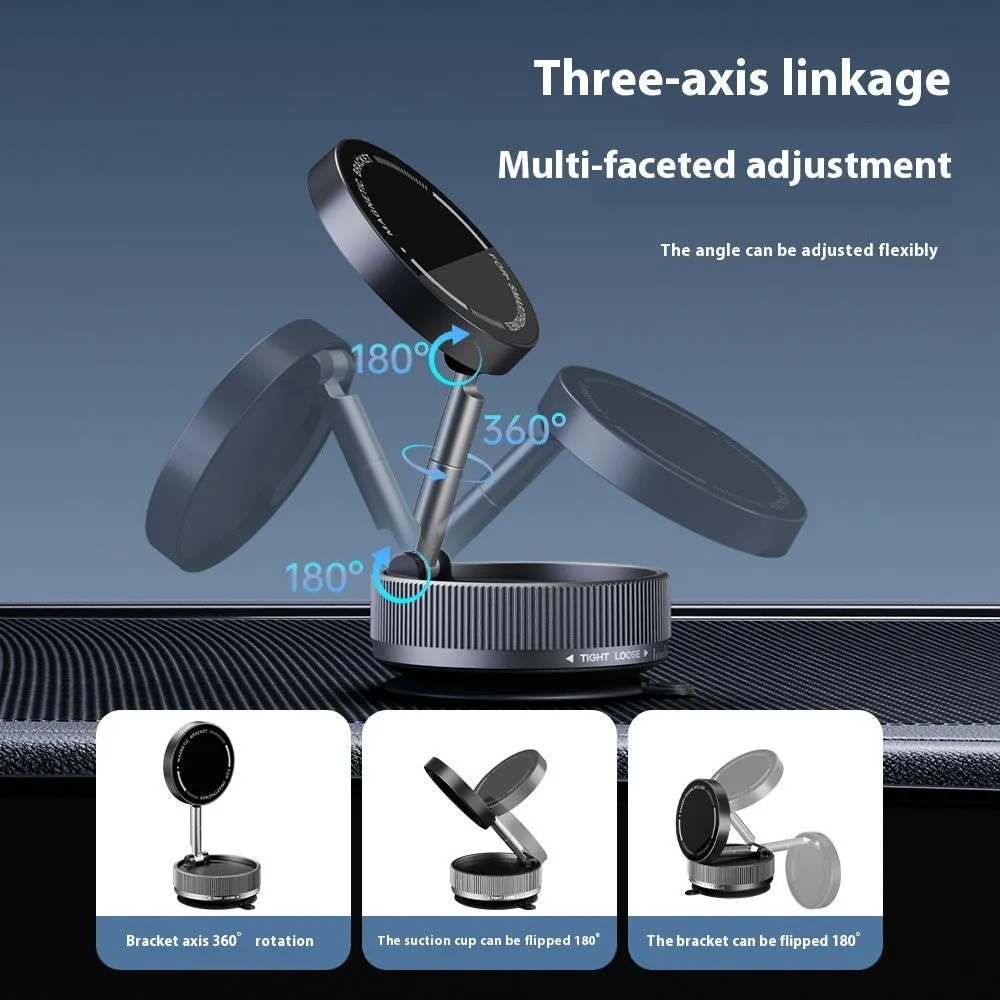 Vacuum magnetic suction 720-degree rotating phone bracket in Night Blue Metal Black