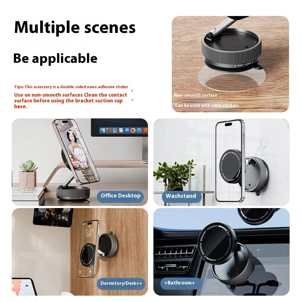 Vacuum magnetic suction 720-degree rotating phone bracket in Night Blue Metal Black