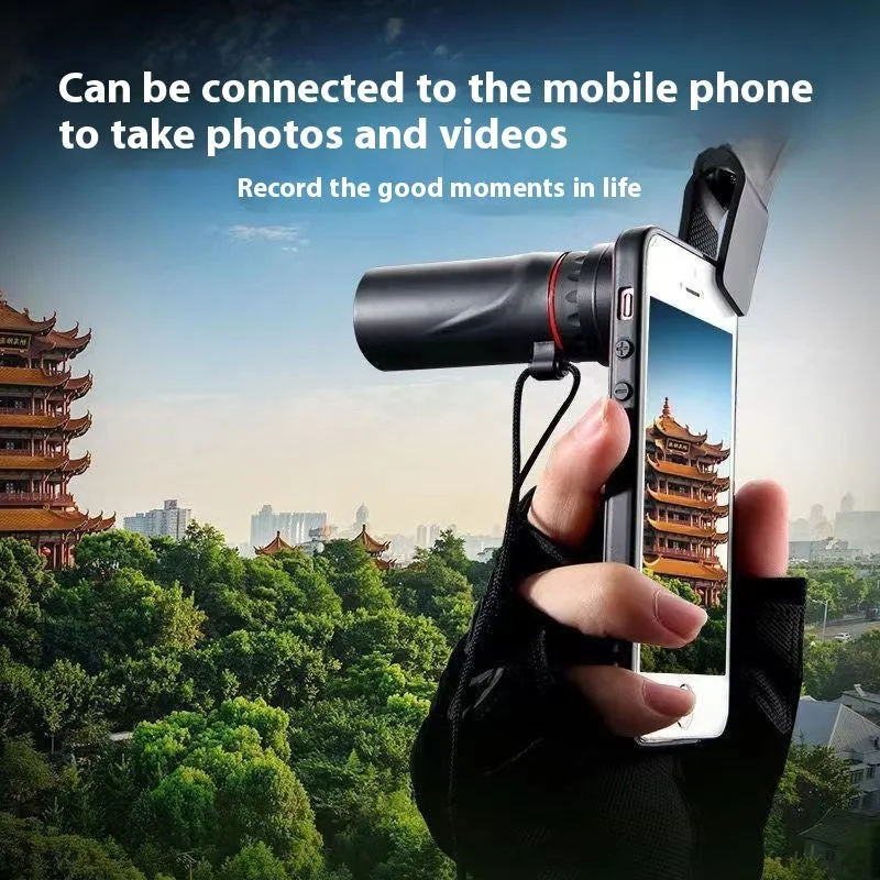 High power Ultra HD monocular telescope with photography clip for day and night use