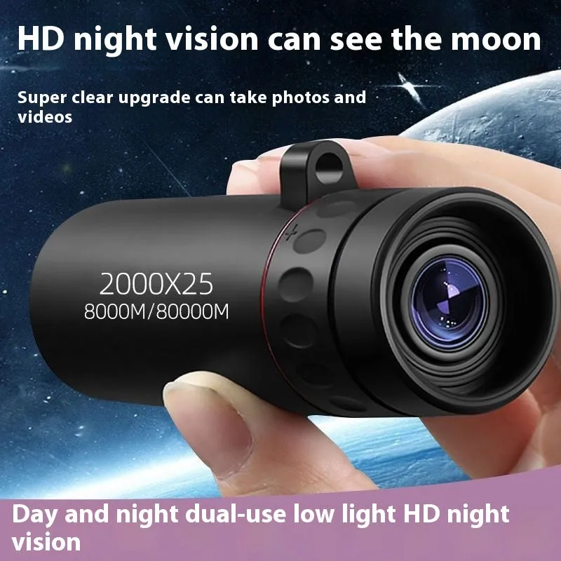 High power Ultra HD monocular telescope with photography clip for day and night use