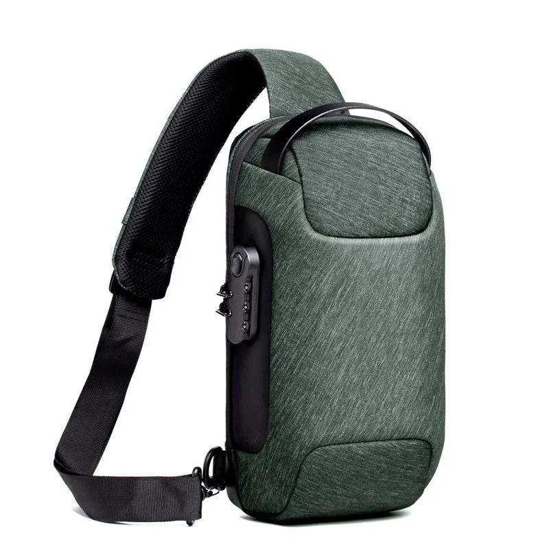 Waterproof Oxford cloth anti-theft messenger bag with crossbody strap in black colour
