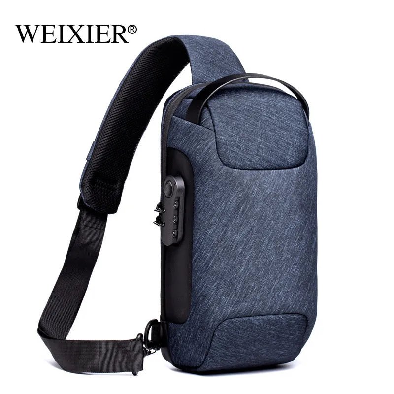 Waterproof Oxford cloth anti-theft messenger bag with crossbody strap in black colour