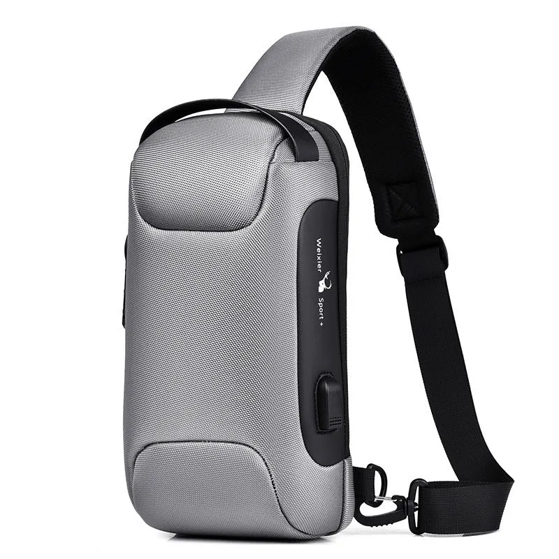 Waterproof Oxford cloth anti-theft messenger bag with crossbody strap in black colour