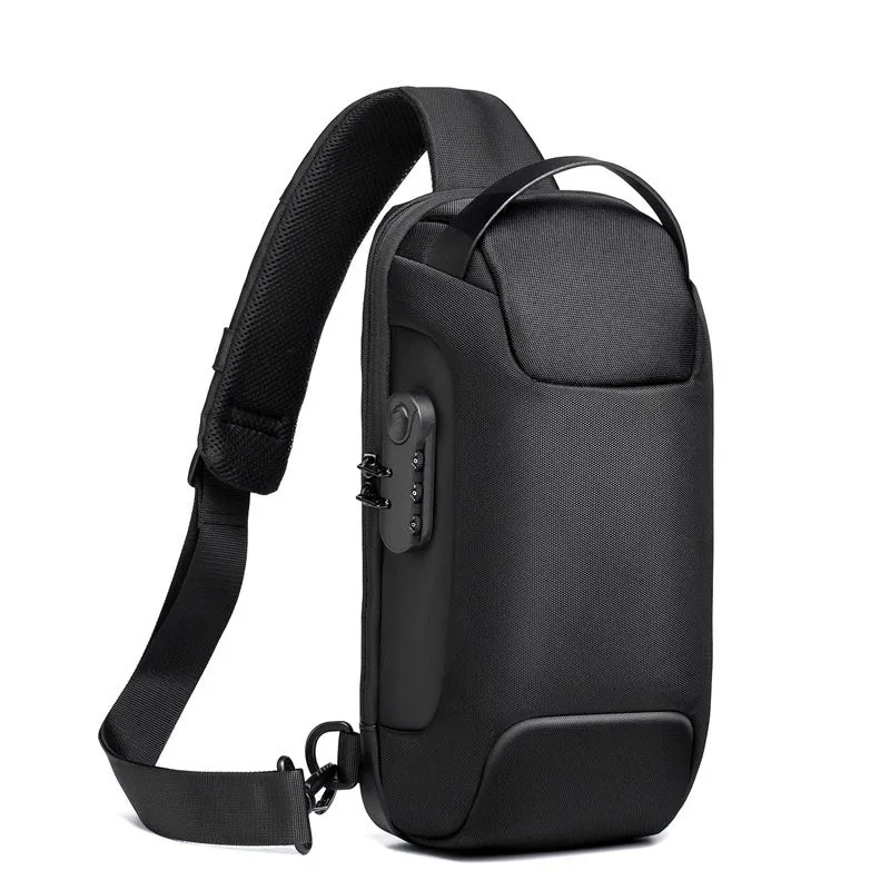 Waterproof Oxford cloth anti-theft messenger bag with crossbody strap in black colour