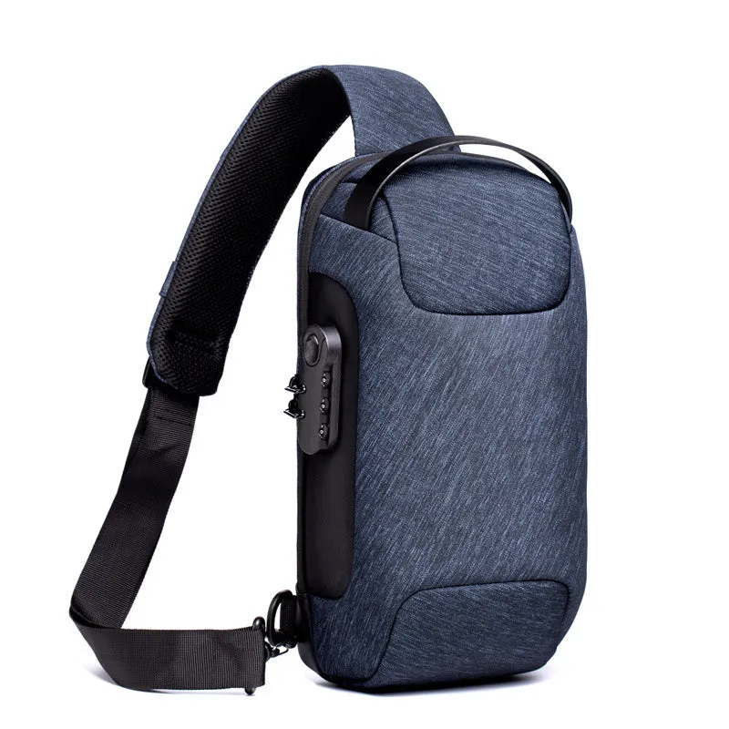 Waterproof Oxford cloth anti-theft messenger bag with crossbody strap in black colour