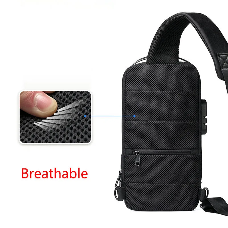 Waterproof Oxford cloth anti-theft messenger bag with crossbody strap in black colour