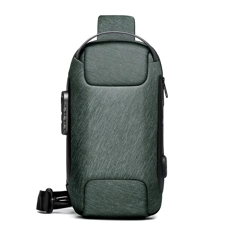 Waterproof Oxford cloth anti-theft messenger bag with crossbody strap in black colour
