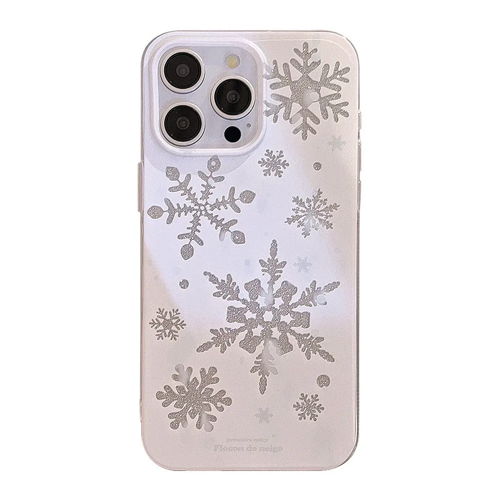 Winter floating cream TPU phone case for Apple iPhone with glitter transparent design