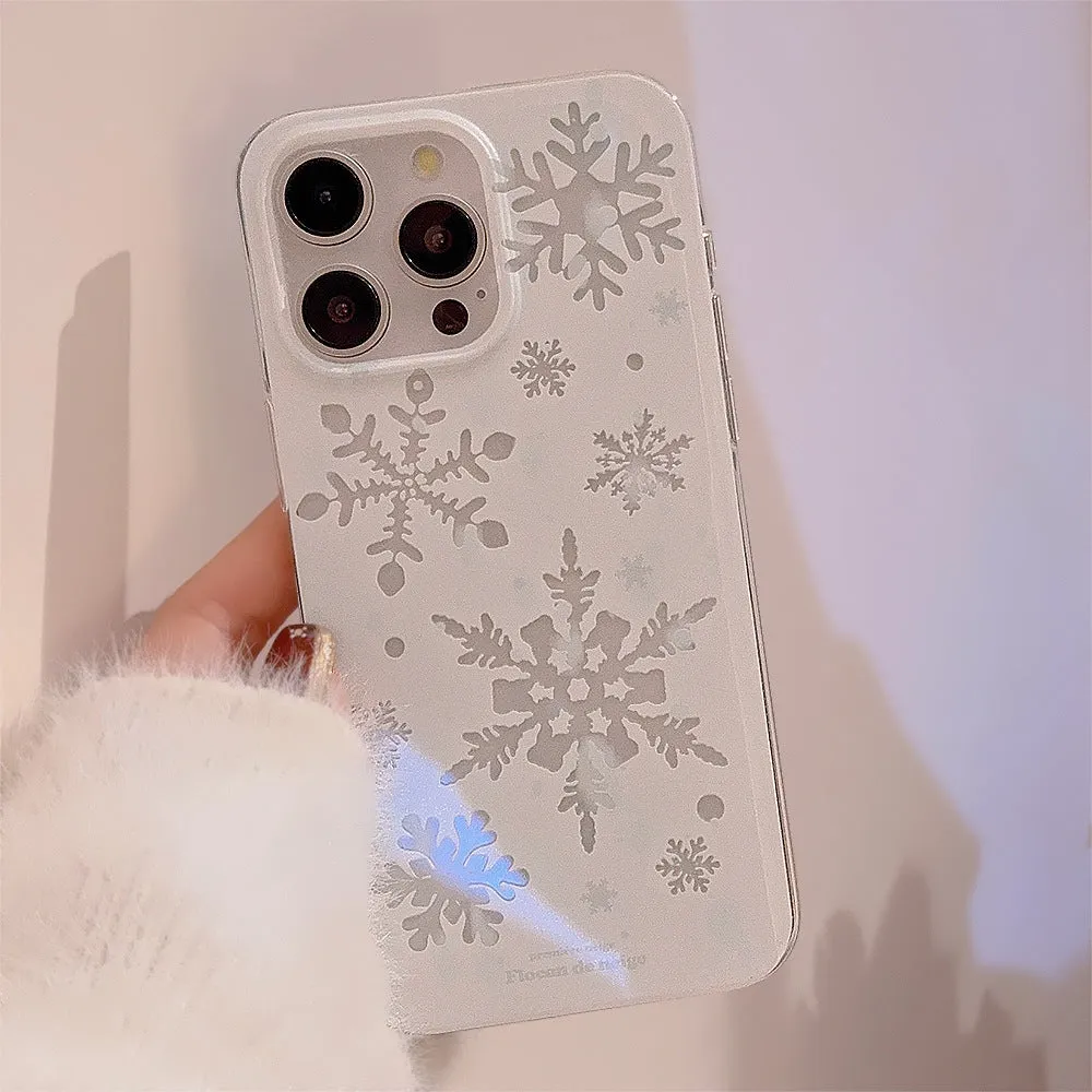 Winter floating cream TPU phone case for Apple iPhone with glitter transparent design