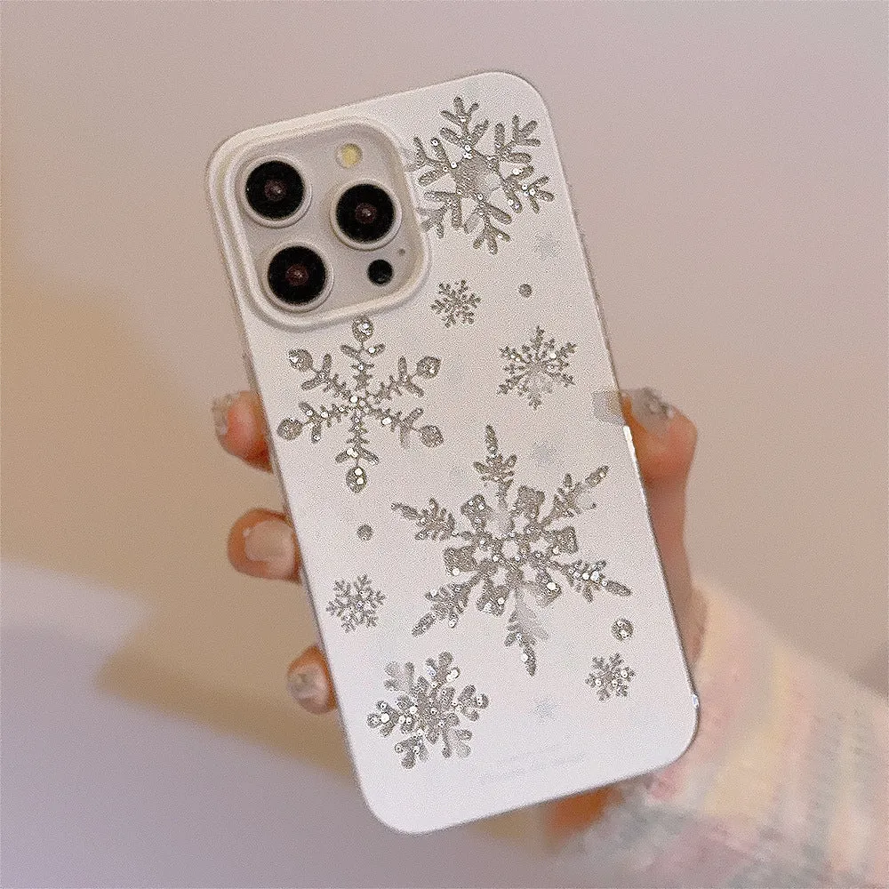 Winter floating cream TPU phone case for Apple iPhone with glitter transparent design